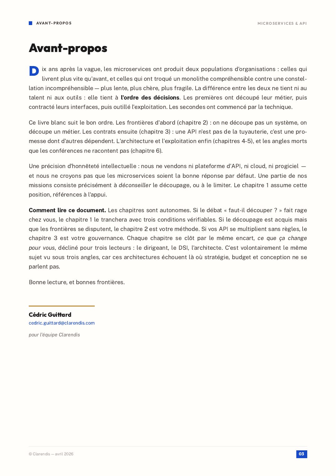 Page 3 du livre blanc « Microservices & API : Architectures Modernes pour l’Agilité »