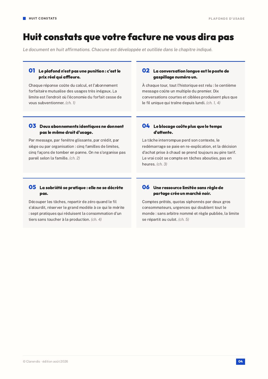 Page 4 du livre blanc « Plafonds d’usage : produire avec l’IA sans acheter du temps »