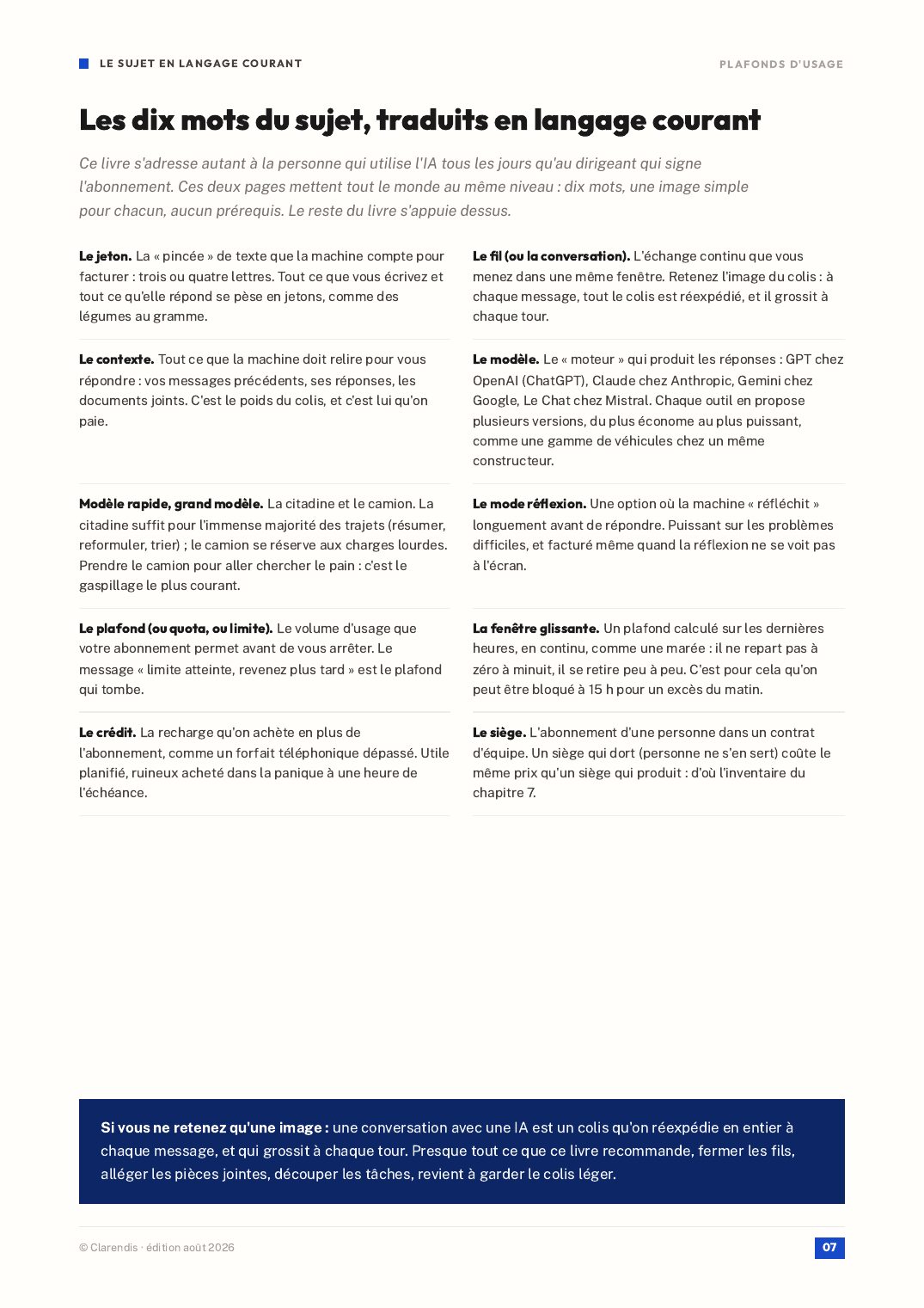 Page 7 du livre blanc « Plafonds d’usage : produire avec l’IA sans acheter du temps »