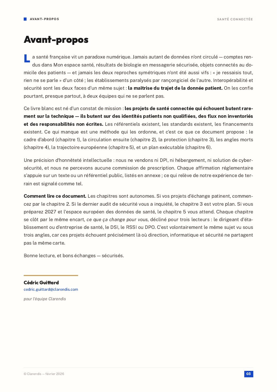 Page 3 du livre blanc « Santé Connectée : Interopérabilité et Sécurité des Données Patients »