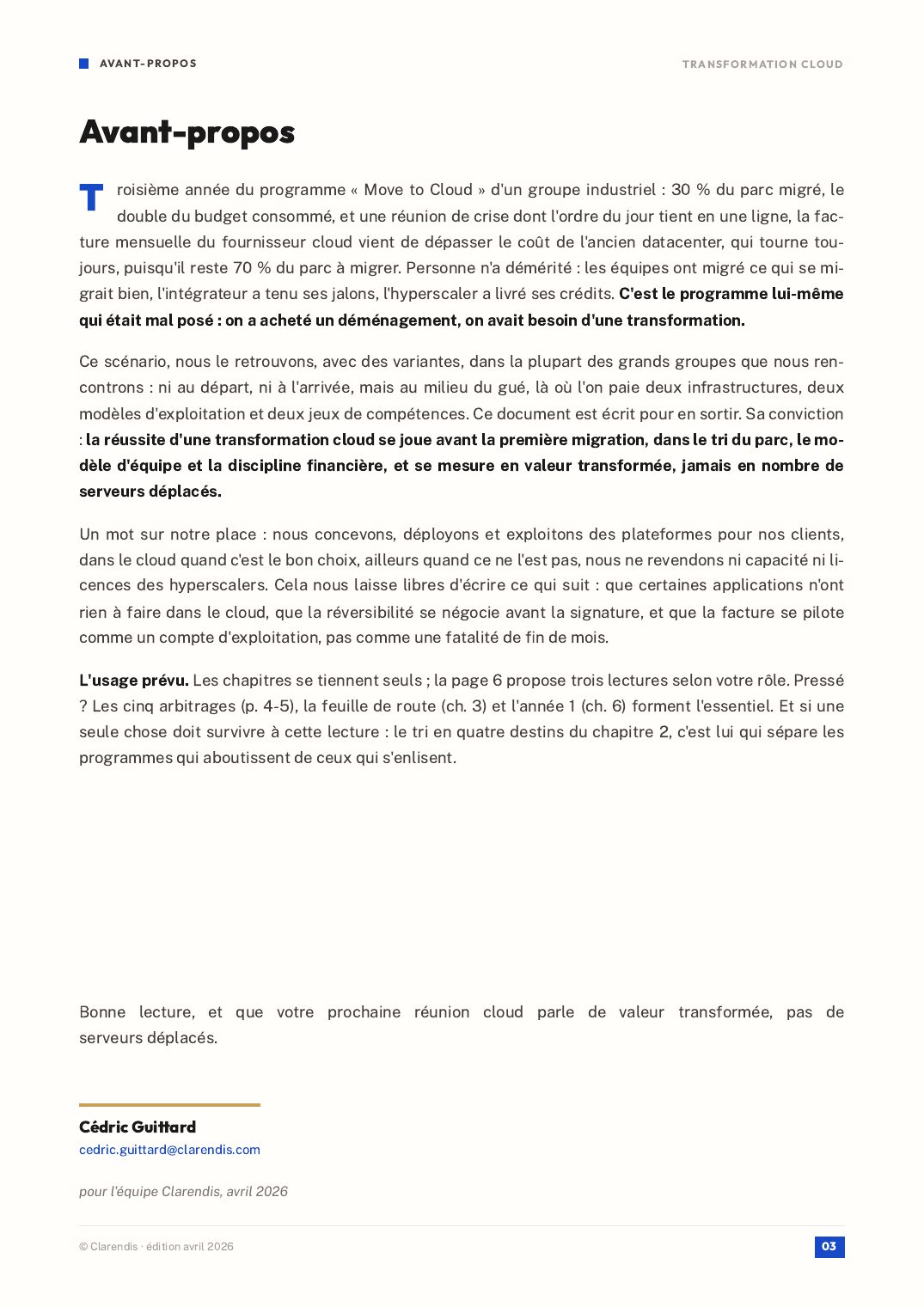 Page 3 du livre blanc « Transformation Cloud : Feuille de route pour les grands groupes »