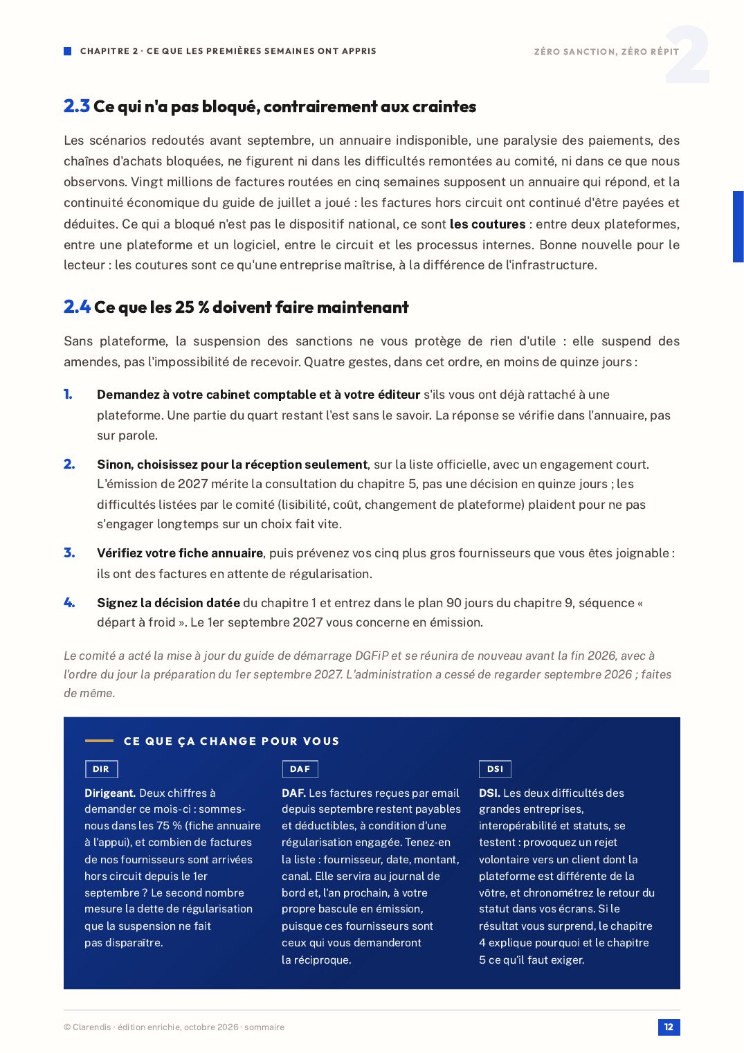 Page 12 du livre blanc « Zéro sanction, zéro répit : facturation électronique, édition enrichie »