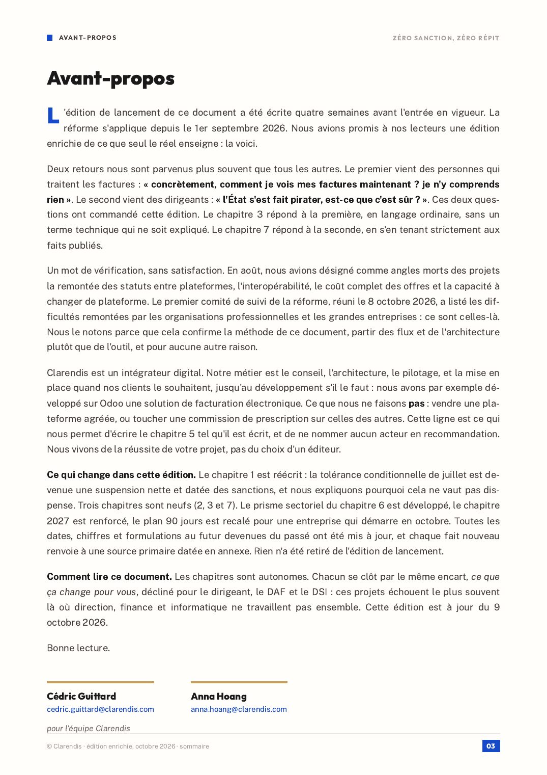 Page 3 du livre blanc « Zéro sanction, zéro répit : facturation électronique, édition enrichie »