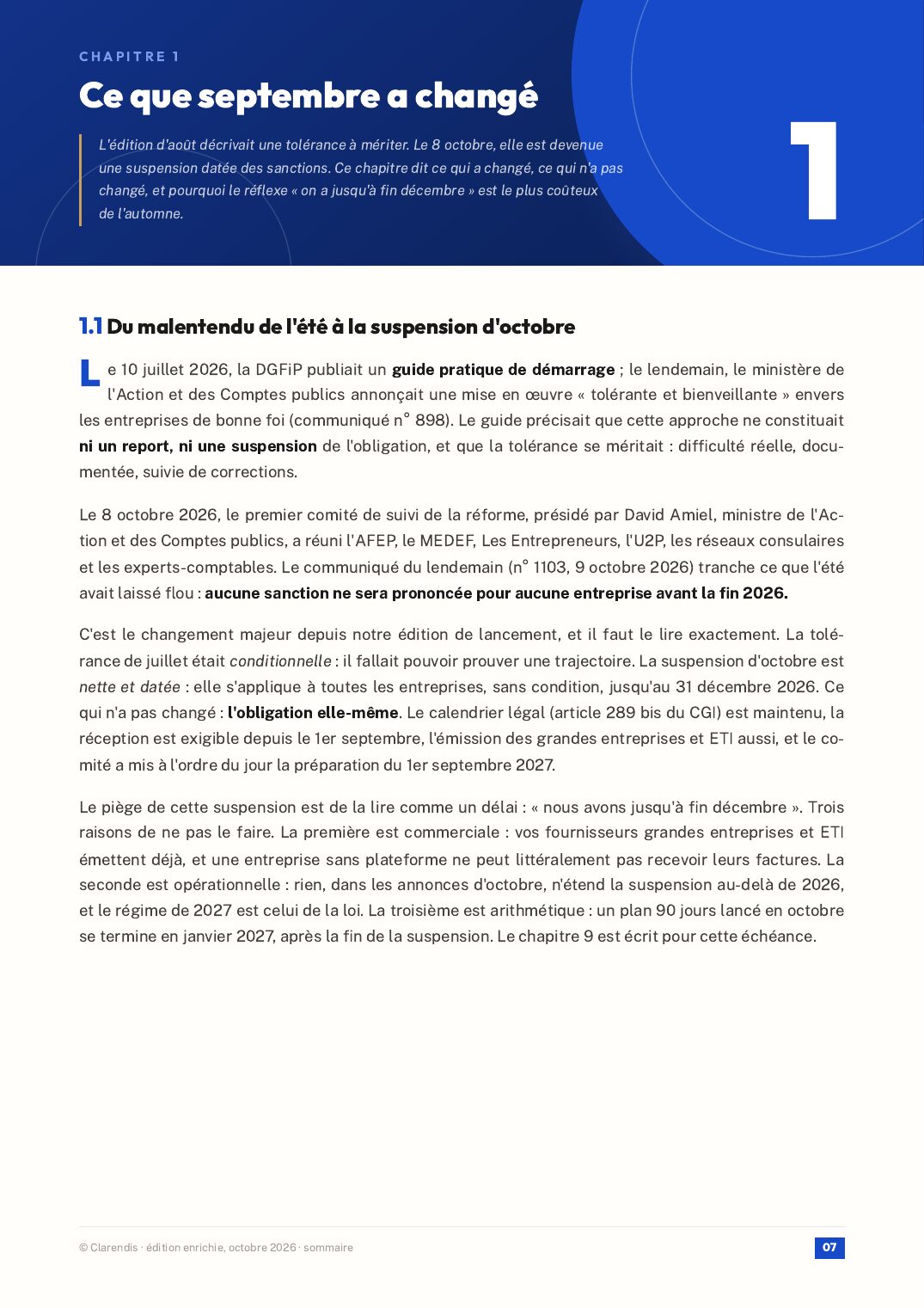 Page 7 du livre blanc « Zéro sanction, zéro répit : facturation électronique, édition enrichie »